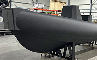 3D printed boat hull with basalt chopped fiber by Voltage Vessels